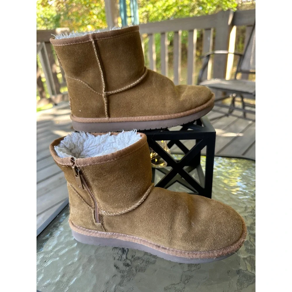 Koolaburra by UGG Kids‎ Suede Leather Zip Winter Ankle Boots Size 6